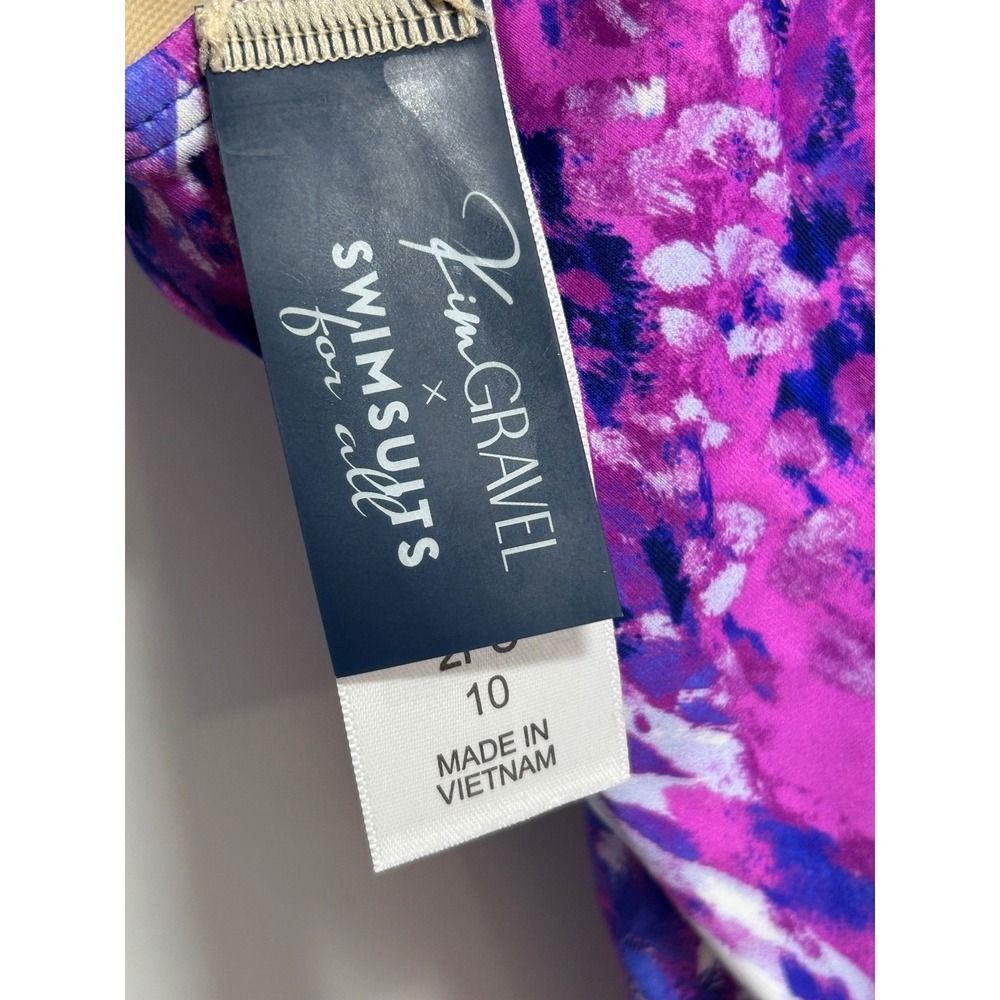 Kim Gravel x Swimsuits For All Purple Animal Print Tankini Boy Short Set 10 NEW - Picture 5 of 6